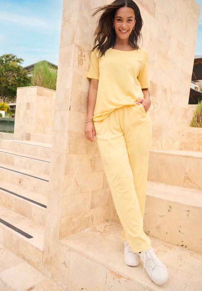 7-Day Straight-Leg Elastic-Waist Stretchy Knit Pant image number 7