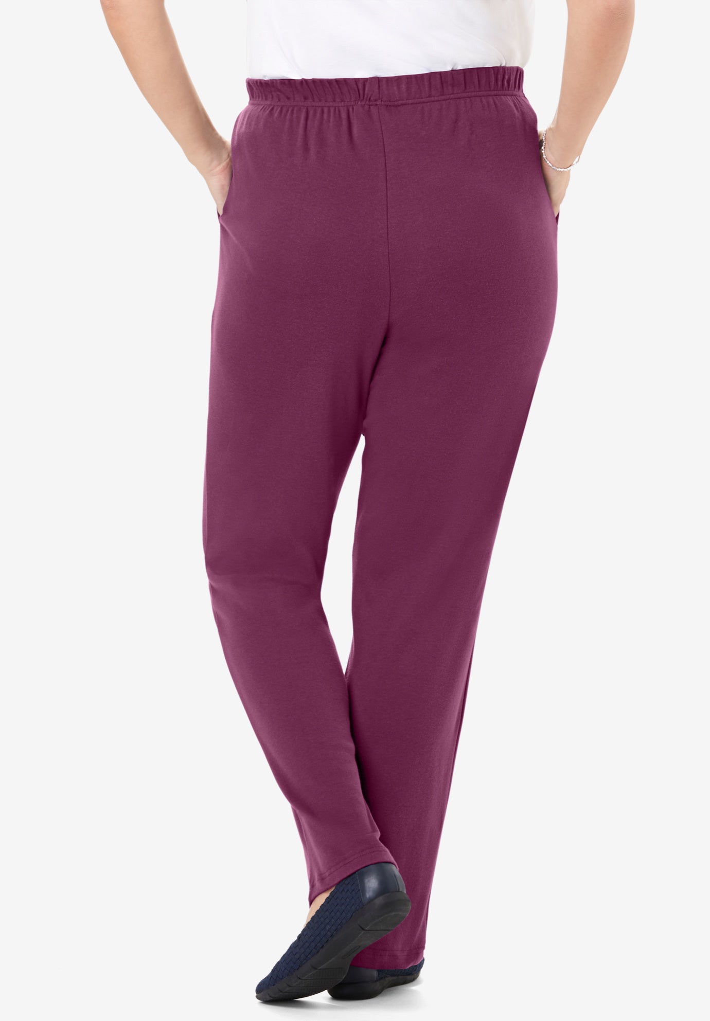 7-Day Straight-Leg Elastic-Waist Stretchy Knit Pant image number 1