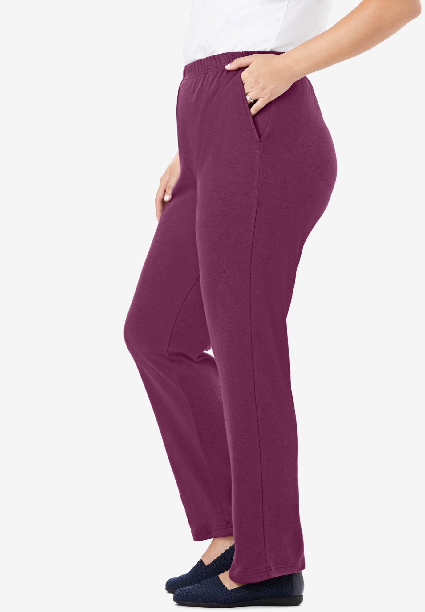 7-Day Straight-Leg Elastic-Waist Stretchy Knit Pant image number 2