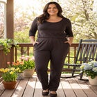 7-Day Straight-Leg Elastic-Waist Stretchy Knit Pant image number null