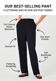 7-Day Straight-Leg Elastic-Waist Stretchy Knit Pant