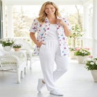 7-Day Straight-Leg Elastic-Waist Stretchy Knit Pant image number null