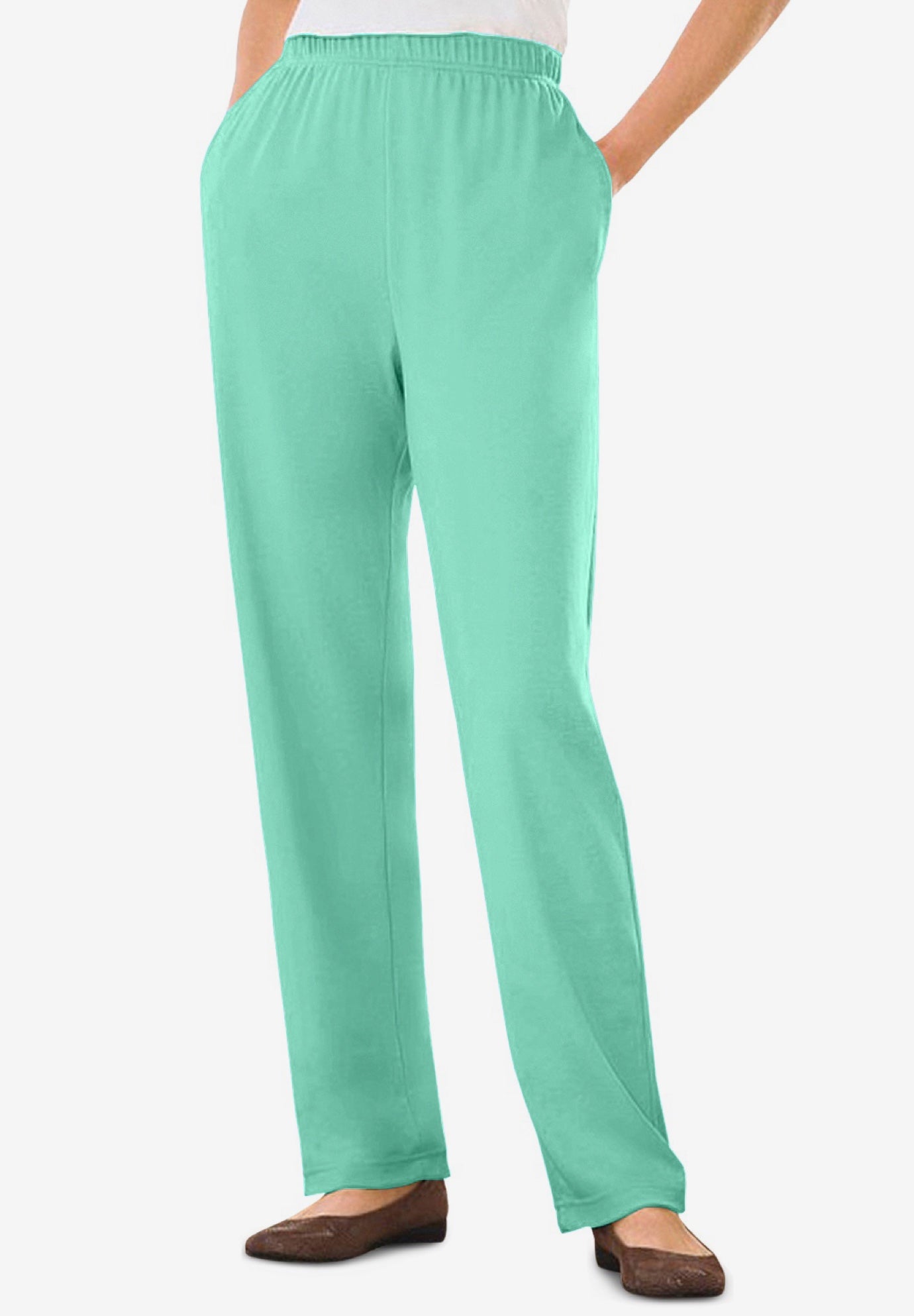 7-Day Straight-Leg Elastic-Waist Stretchy Knit Pant image number 0