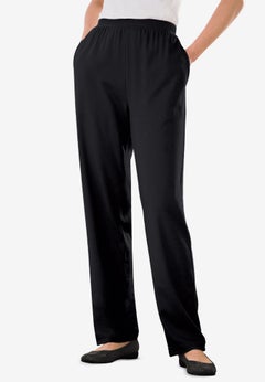 7-Day Straight-Leg Elastic-Waist Stretchy Knit Pant