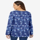 Perfect Printed Long-Sleeve V-Neck Tee image number null