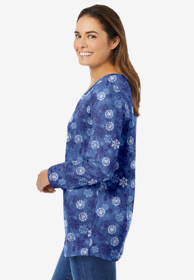 Perfect Printed Long-Sleeve V-Neck Tee image number 2