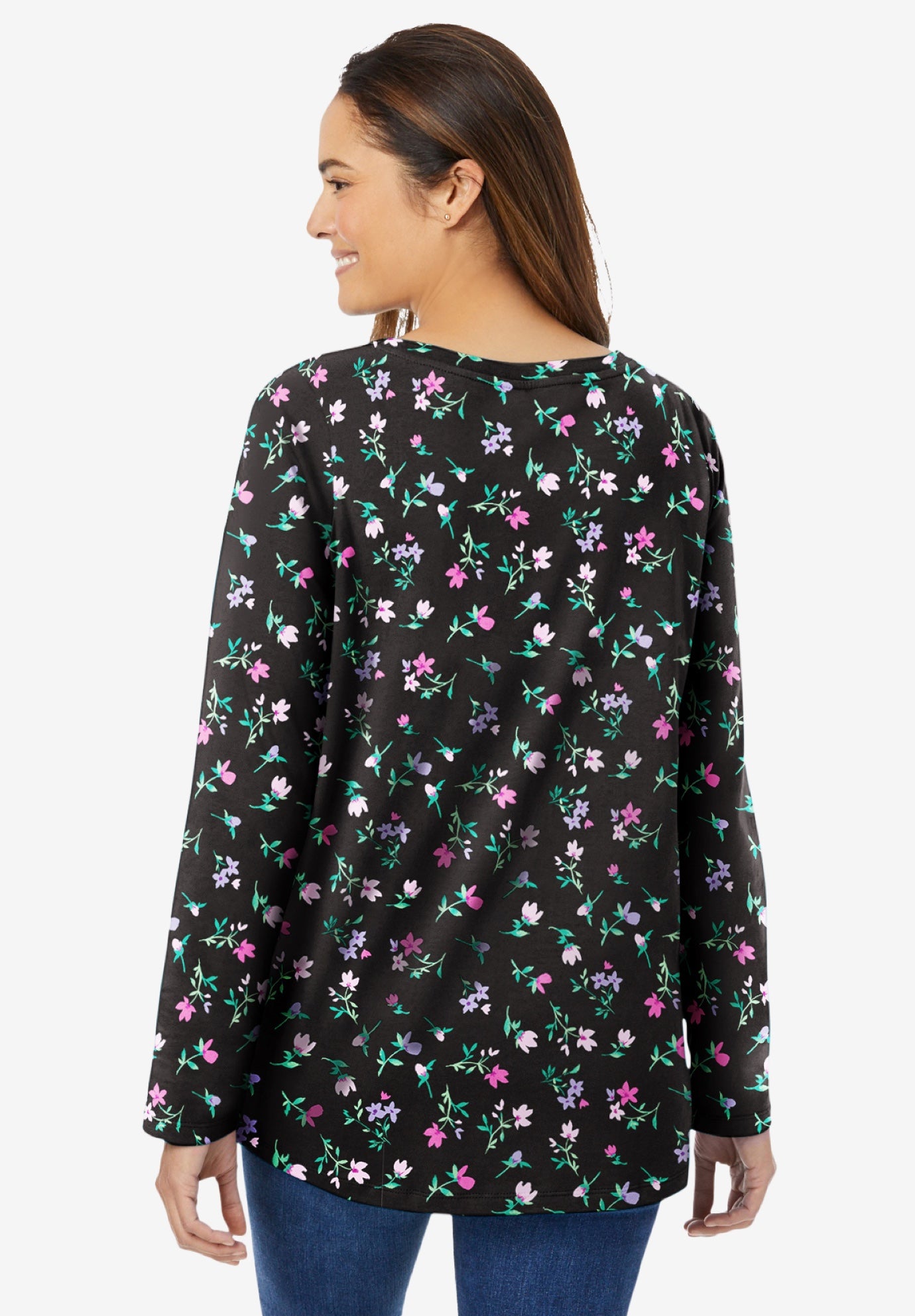 Perfect Printed Long-Sleeve V-Neck Tee image number 1