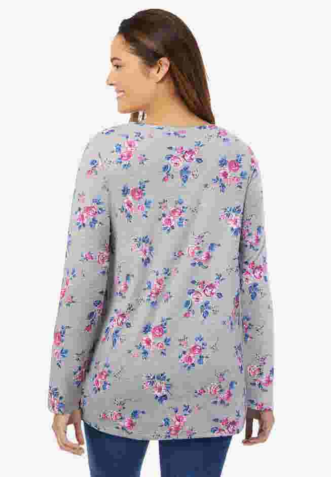 Perfect Printed Long-Sleeve V-Neck Tee image number 1