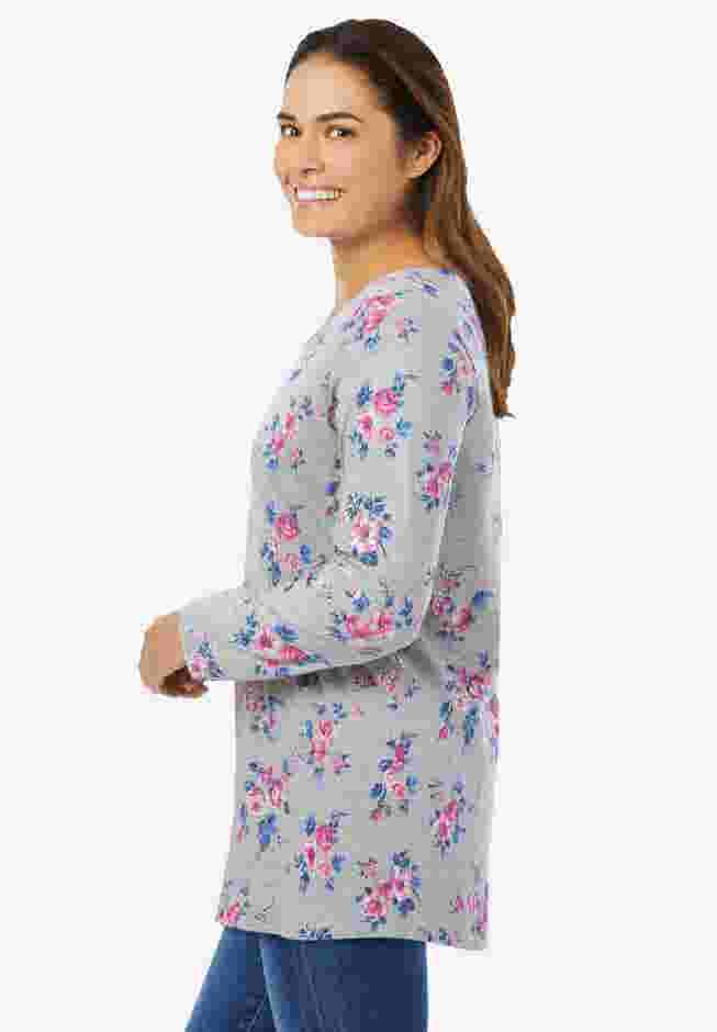 Perfect Printed Long-Sleeve V-Neck Tee image number 2
