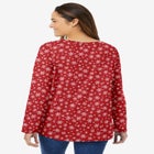 Perfect Printed Long-Sleeve V-Neck Tee image number null