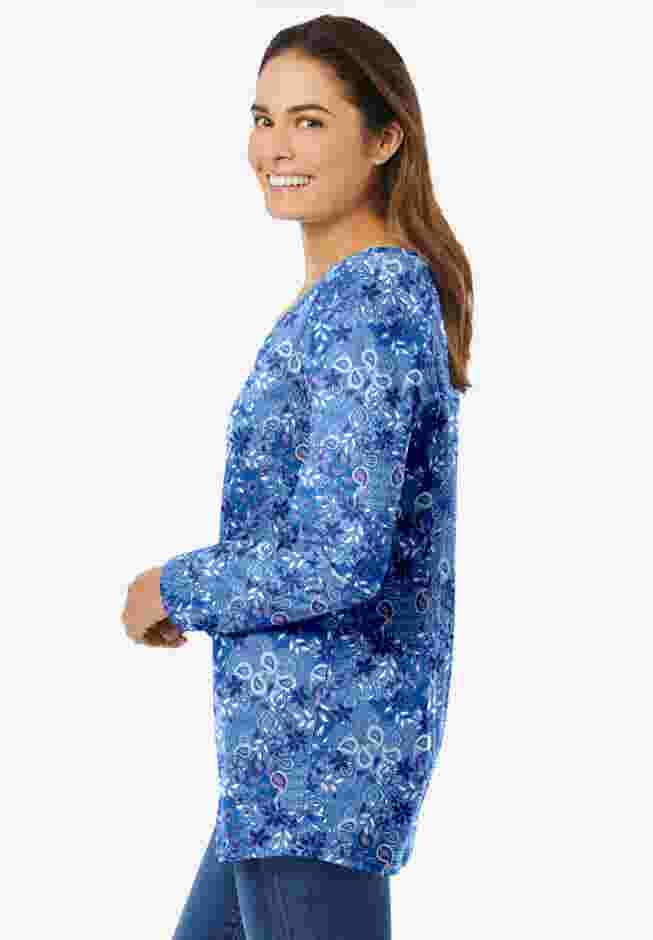 Perfect Printed Long-Sleeve V-Neck Tee image number 2