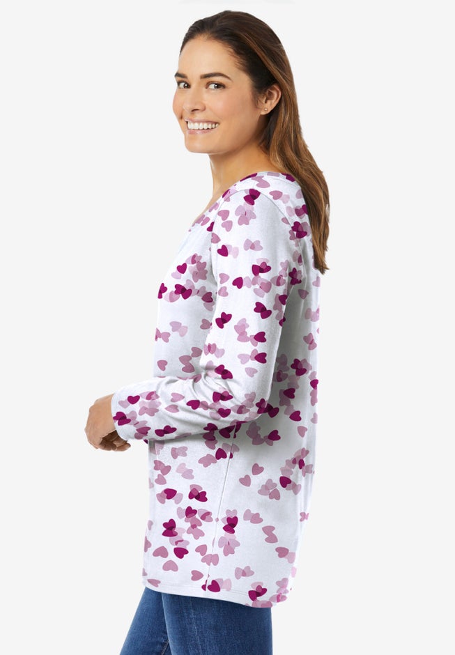 Perfect Printed Long-Sleeve V-Neck Tee image number 2