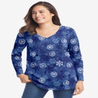 Perfect Printed Long-Sleeve V-Neck Tee image number null