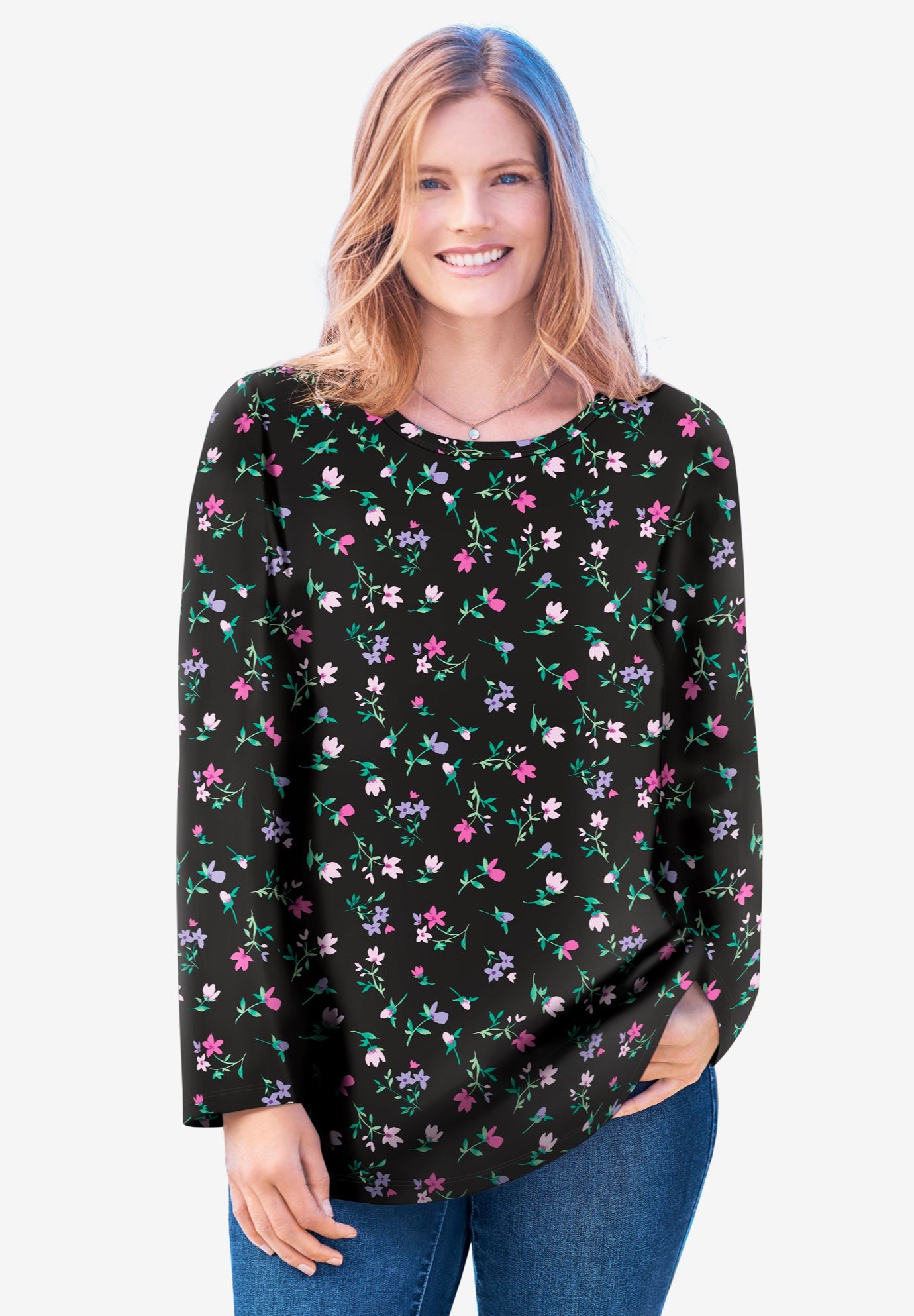 Perfect Printed Long-Sleeve V-Neck Tee image number 0