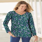 Perfect Printed Long-Sleeve V-Neck Tee image number null