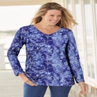 Perfect Printed Long-Sleeve V-Neck Tee image number null