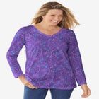 Perfect Printed Long-Sleeve V-Neck Tee image number null