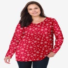 Perfect Printed Long-Sleeve V-Neck Tee image number null