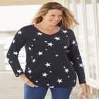 Perfect Printed Long-Sleeve V-Neck Tee image number null