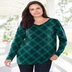 Perfect Printed Long-Sleeve V-Neck Tee image number null