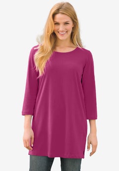 Perfect Three-Quarter-Sleeve Scoopneck Tunic