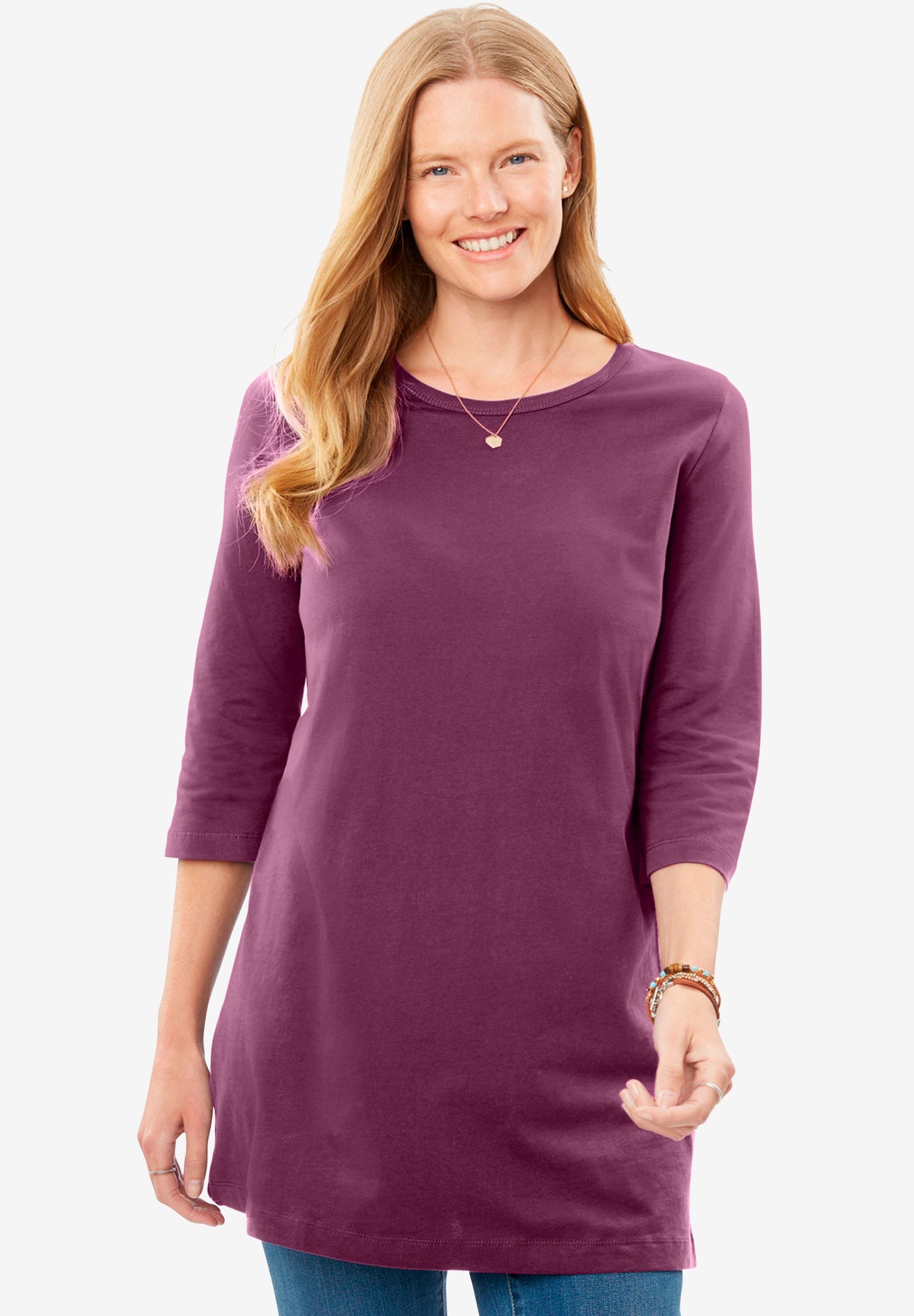 Perfect Three-Quarter-Sleeve Scoopneck Tunic image number 0