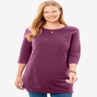 Perfect Three-Quarter-Sleeve Scoopneck Tunic image number null