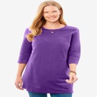 Perfect Three-Quarter-Sleeve Scoopneck Tunic image number null