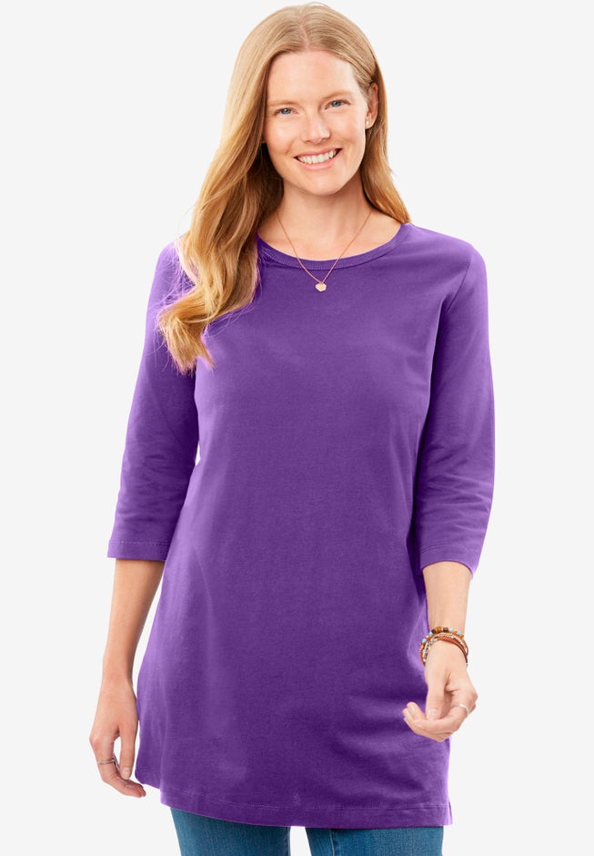 Perfect Three-Quarter-Sleeve Scoopneck Tunic image number 0