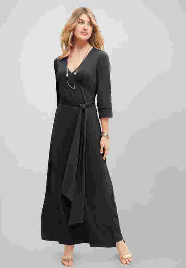 Stretch Knit Faux Wrap Maxi Dress image number 0