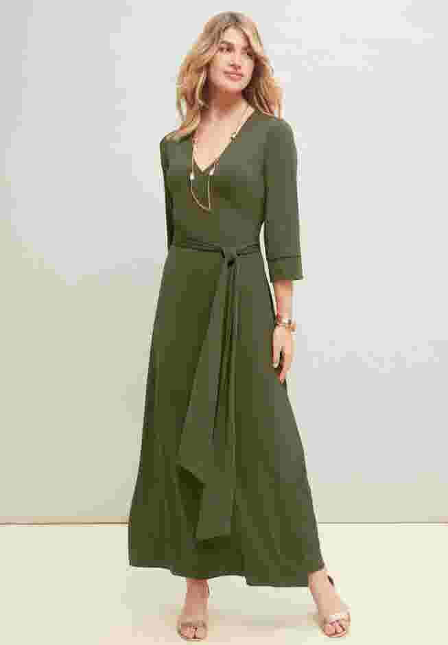 Stretch Knit Faux Wrap Maxi Dress image number 0