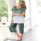 Short-Sleeve V-Neck Embroidered Dip Dye Tunic image number null