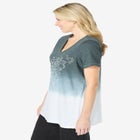 Short-Sleeve V-Neck Embroidered Dip Dye Tunic image number null