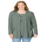 Ribbed Square Neck Elbow-Sleeve Tee image number null