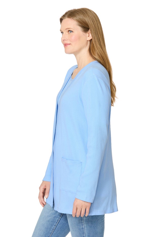 Two-Pocket Ribbed Cardigan image number 2