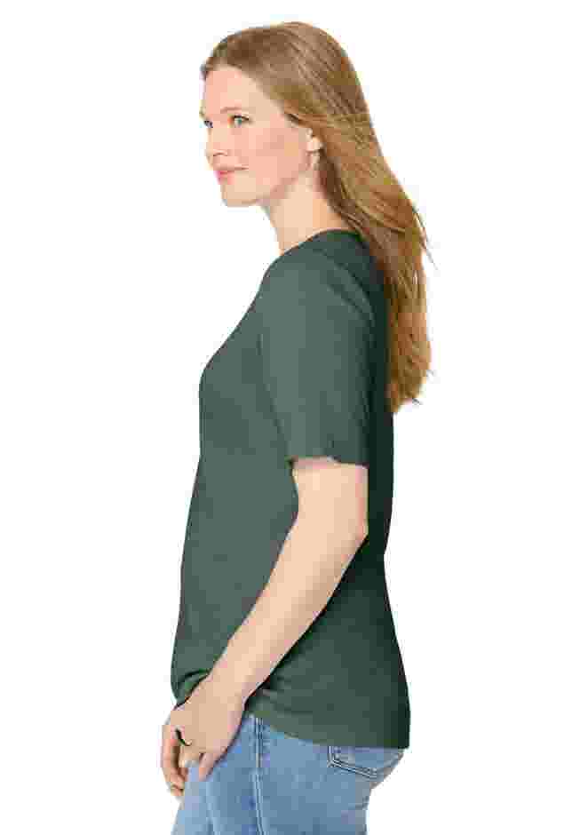 Ribbed Square Neck Elbow-Sleeve Tee image number 2