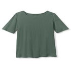 Ribbed Square Neck Elbow-Sleeve Tee image number null