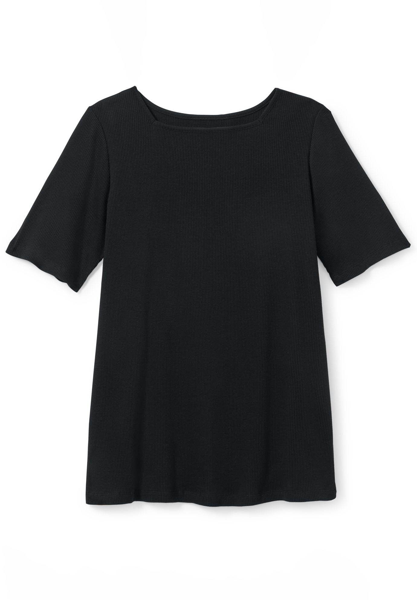 Ribbed Square Neck Elbow-Sleeve Tee image number 3