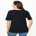 Ribbed Square Neck Elbow-Sleeve Tee image number null
