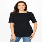 Ribbed Square Neck Elbow-Sleeve Tee image number null
