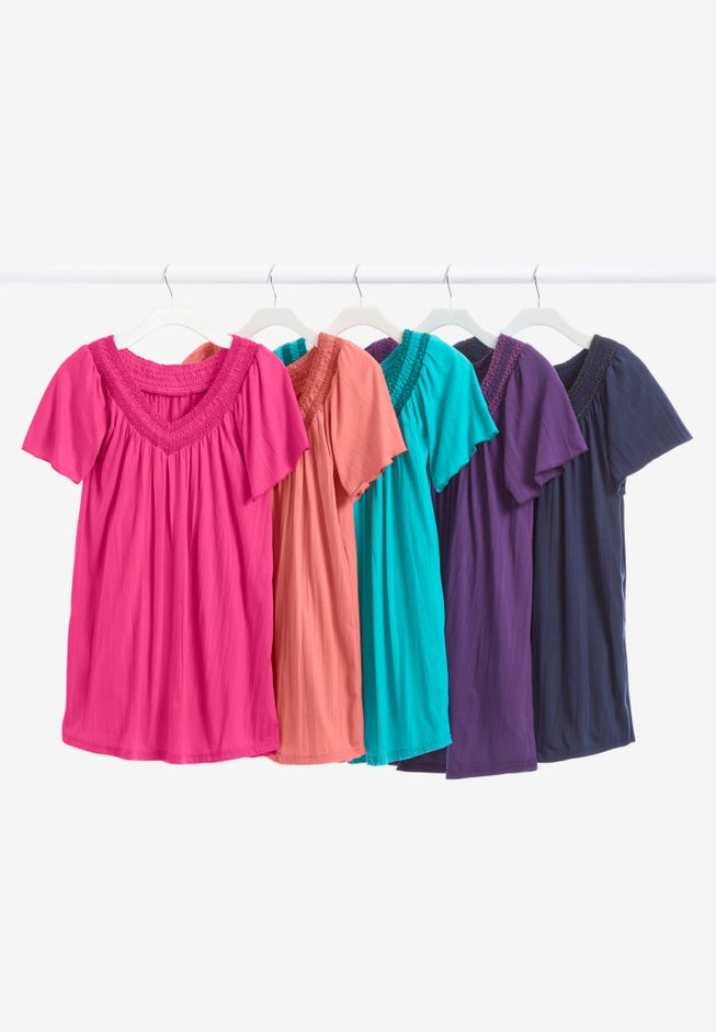 Short-Sleeve V-Neck Crinkle Tunic image number null