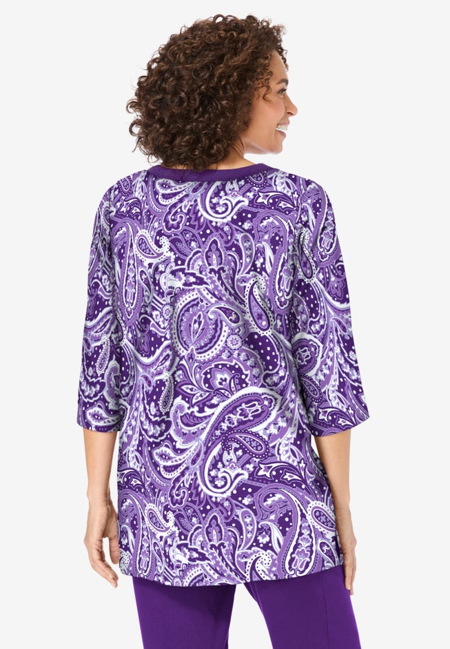 7-Day Three-Quarter Sleeve Grommet Notch Tunic image number 1