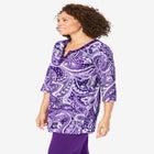 7-Day Three-Quarter Sleeve Grommet Notch Tunic image number null