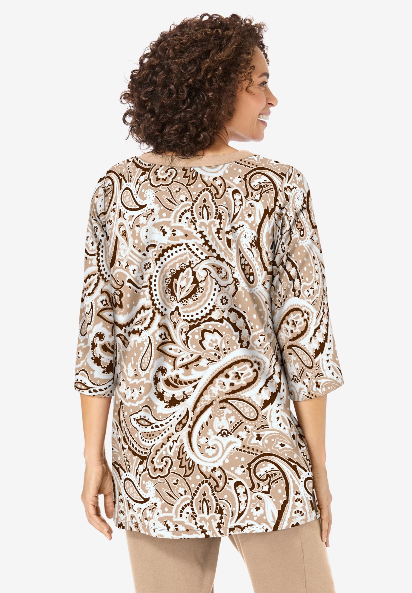 7-Day Three-Quarter Sleeve Grommet Notch Tunic image number 1