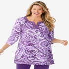7-Day Three-Quarter Sleeve Grommet Notch Tunic image number null