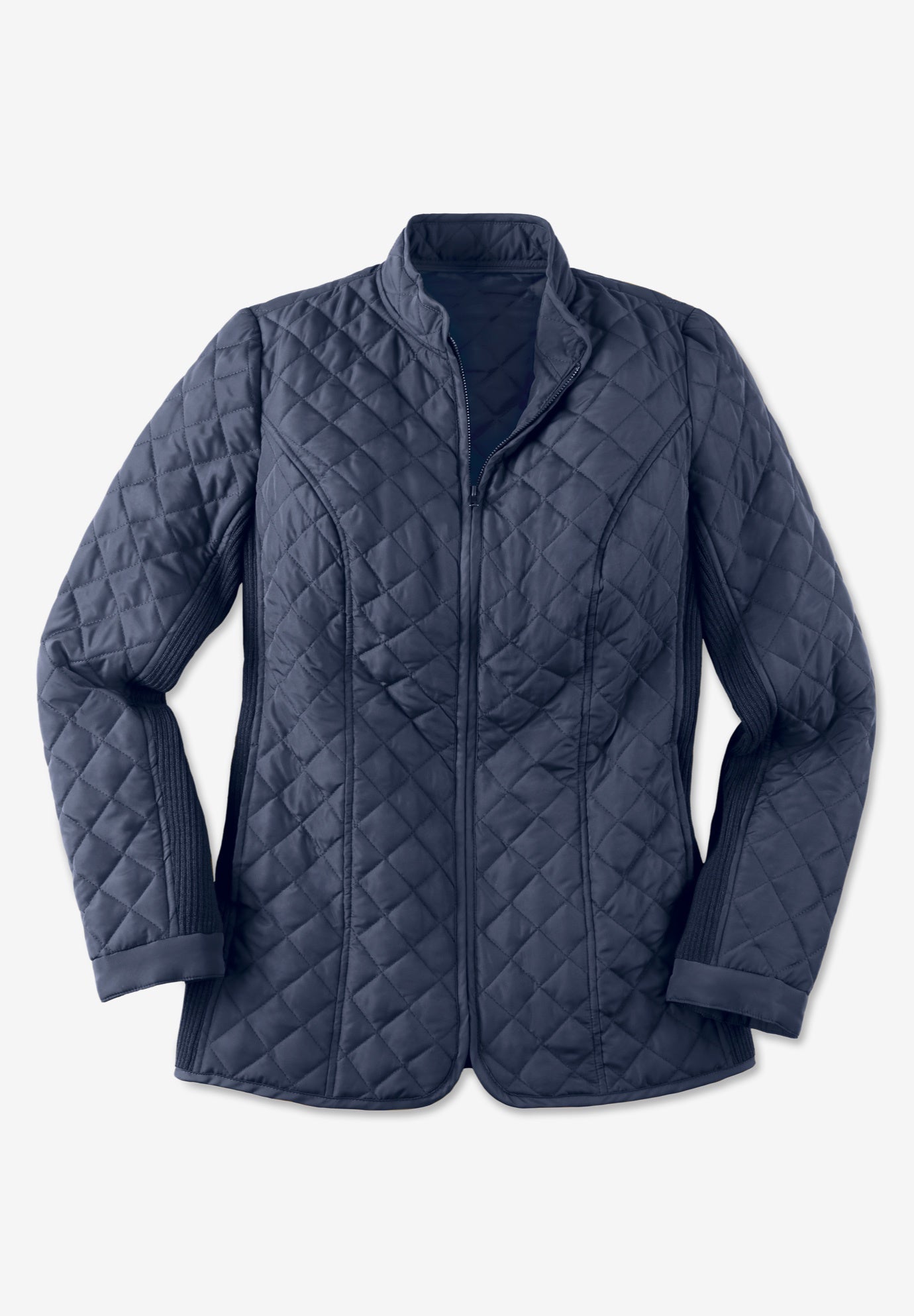 Zip-Front Quilted Jacket for Cold Weather, Black | Woman Within