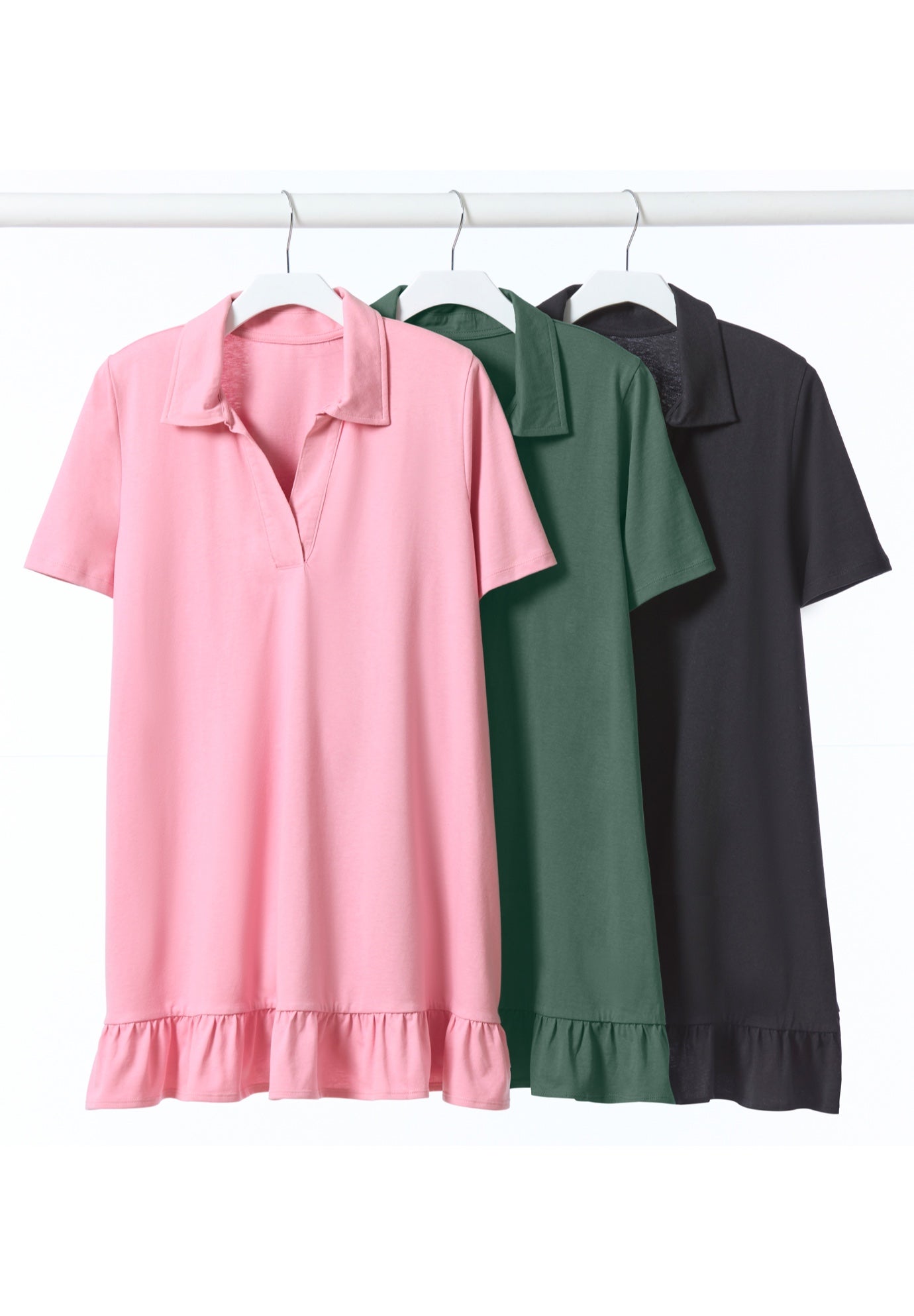 Short Sleeve Ruffle Hem Polo Tunic image number 3