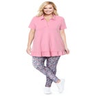 Short Sleeve Ruffle Hem Polo Tunic image number null