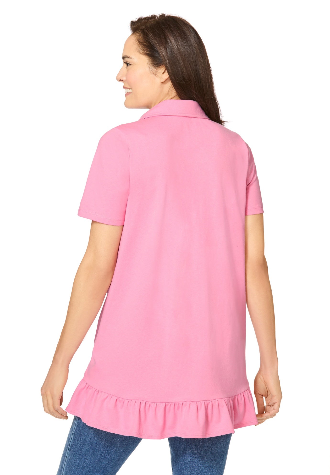 Short Sleeve Ruffle Hem Polo Tunic image number 1