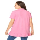 Short Sleeve Ruffle Hem Polo Tunic image number null